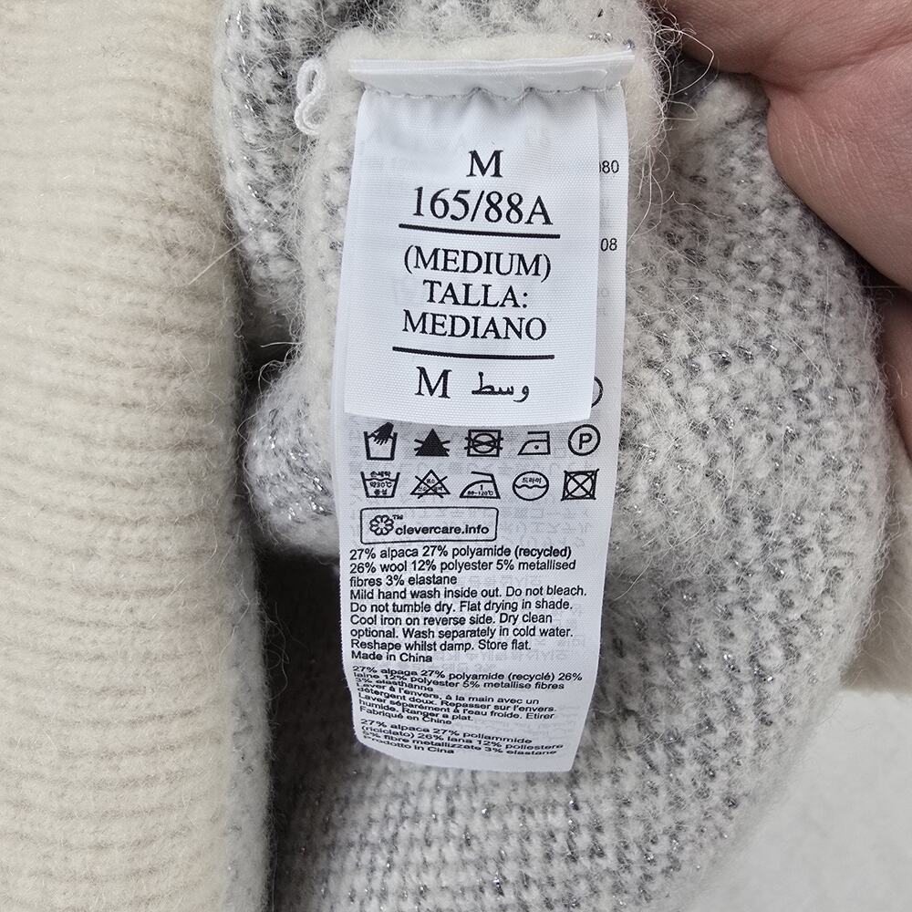 All Saints Star Jumper Sweater Womens Medium M Wool Alpaca Off White Silver - Picture 5 of 9